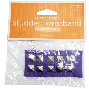 TWO Purple Studded Wrist Bands Bracelets 1980s Costume Accessory Halloween